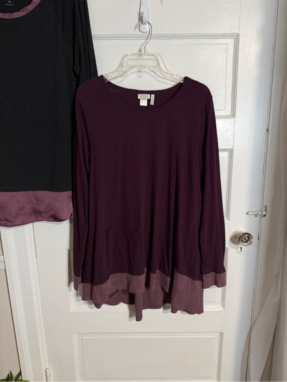 LOGO Lori Goldstein Long Sleeve Tunic Top Bundle Plum Purple & Gray Flowy XL - Picture 7 of 17